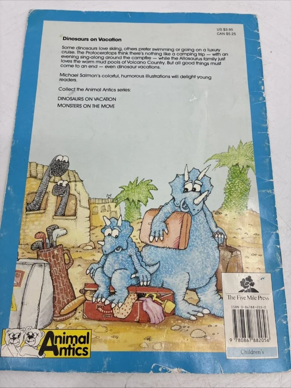 Dinosaurs On Vacation Michael Salmon 1990 Childrens Book Vintage Picture Book